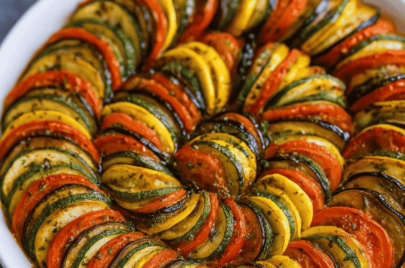 Easy Baked Ratatouille Recipe (Eggplant, Zucchini & Tomato