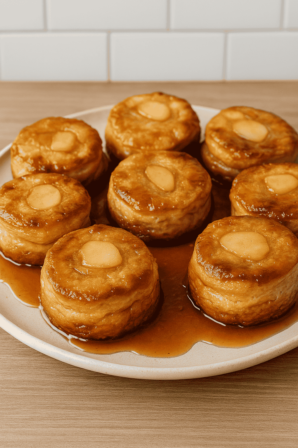 Apple Pie Biscuits with Caramel Glaze
