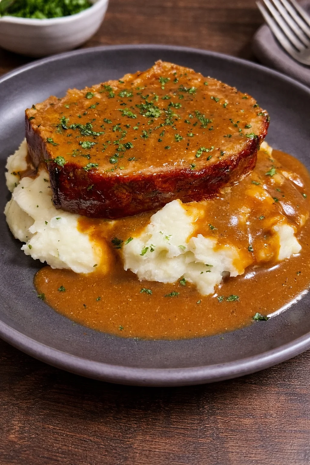Classic Meatloaf with Mashed Potatoes & Gravy