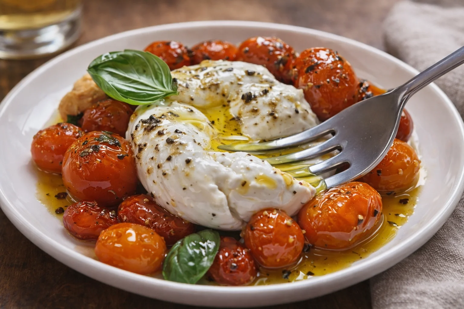Burrata with Roasted Cherry Tomatoes