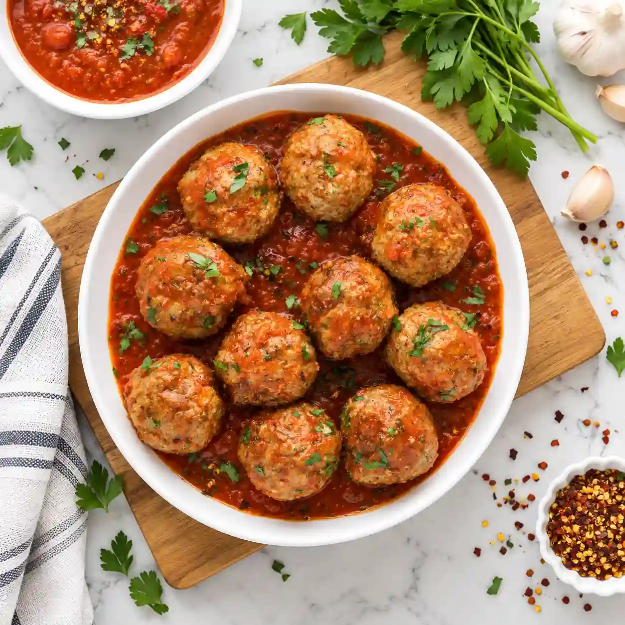 Italian Turkey Meatballs with Homemade Marinara Sauce